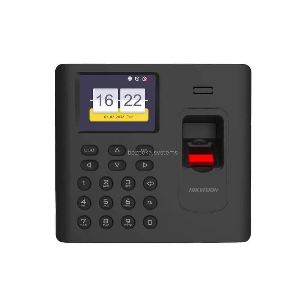 Біометричний термінал Hikvision DS-K1A802AMF обліку робочого часу зі скануванням відбитків пальців і зчитувачем Mifare