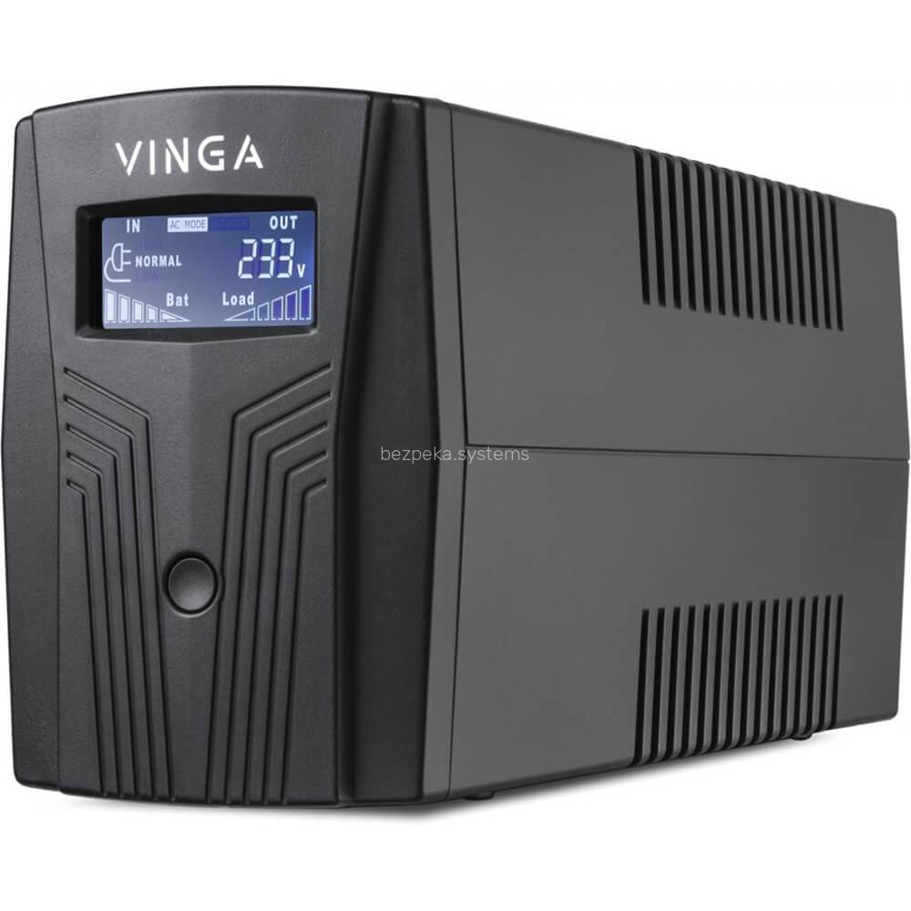 Джерело безперебійного живлення Vinga VPC-1200PU 1200ВА / 720 Вт з LCD-дисплеєм з USB у пластиковому корпусі