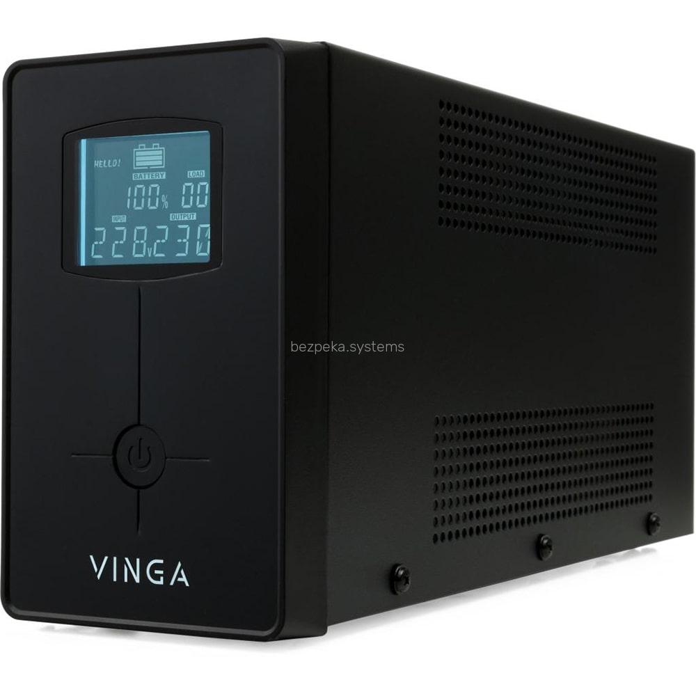 Джерело безперебійного живлення Vinga VPC-600MU 600ВА / 360 Вт з LCD-дисплеєм з USB у металевому корпусі