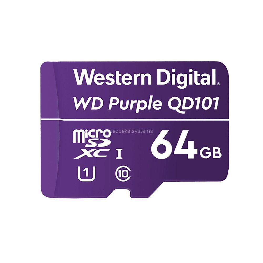 Карта памяти Western Digital MEMORY MICRO SDXC QD101 64GB UHS-I WDD064G1P0C WDC специализированная для видеонаблюдения