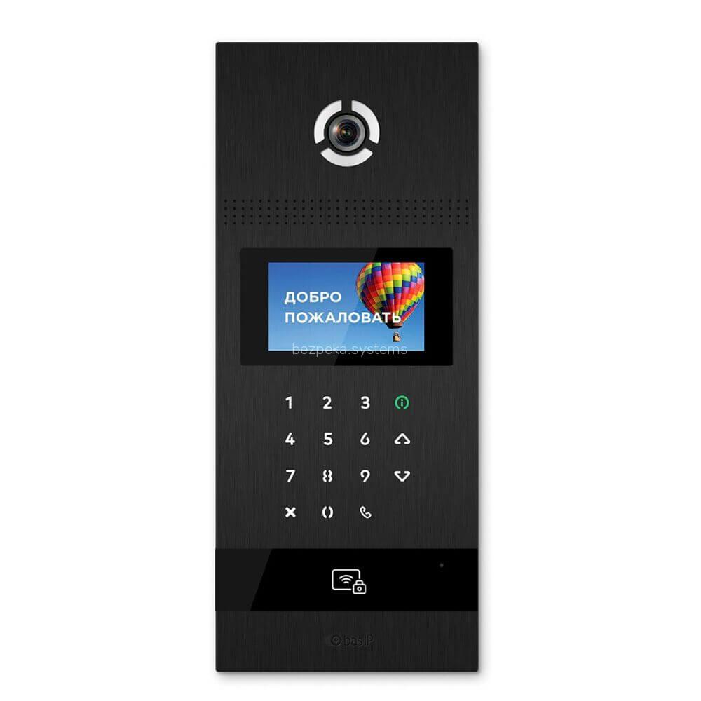 Многоабонентская IP вызывная панель Bas-IP AA-12FB black с распознанием лиц и считывателем UKEY для IP-домофонов