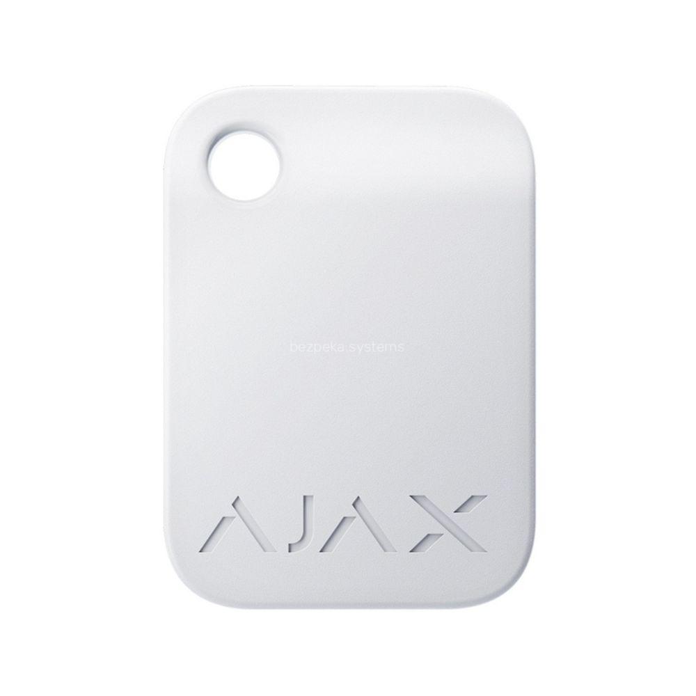 Захищений безконтактний брелок Ajax Tag white (комплект 3 шт.) для клавіатури KeyPad Plus